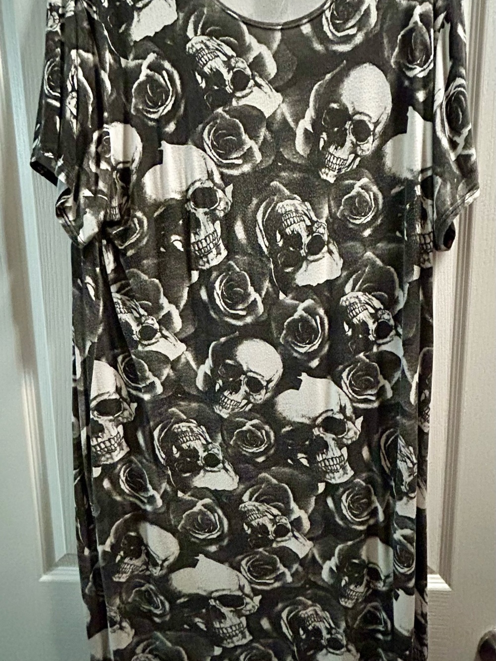 Black & White Skull Rose Print Dress